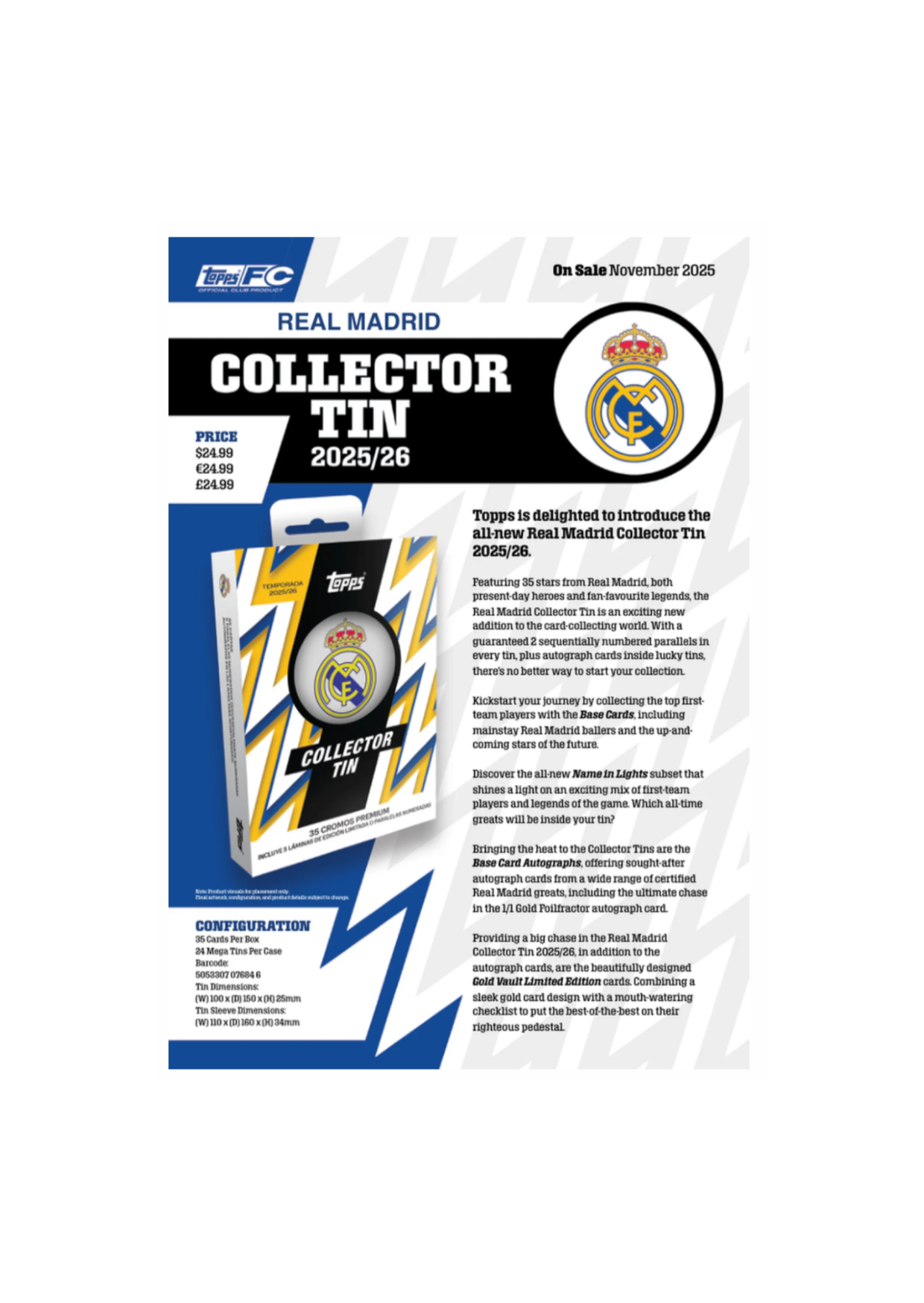 2025-26 Topps Collector Tin – Real Madrid