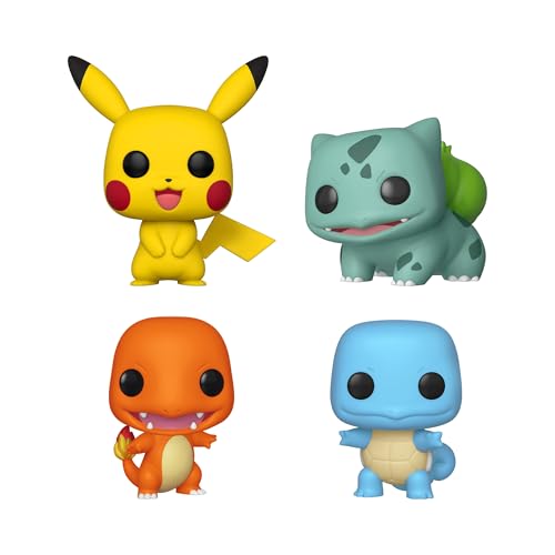 Funko Pop!  Pokémon - Pack de 4 Iniciales (Pikachu, Squirtle, Charmander y Bulbasaur)