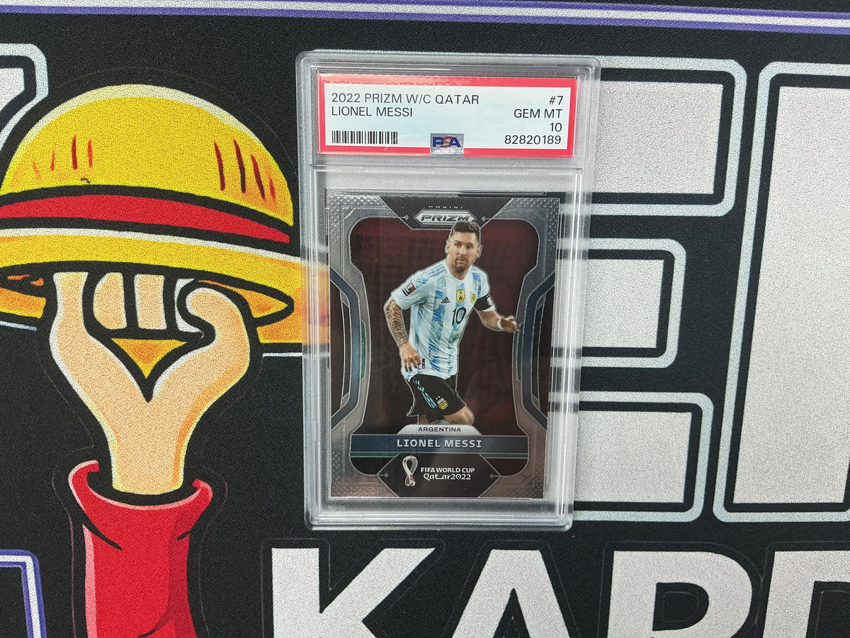 2022 Prizm W/C Qatar Lionel Messi PSA 10