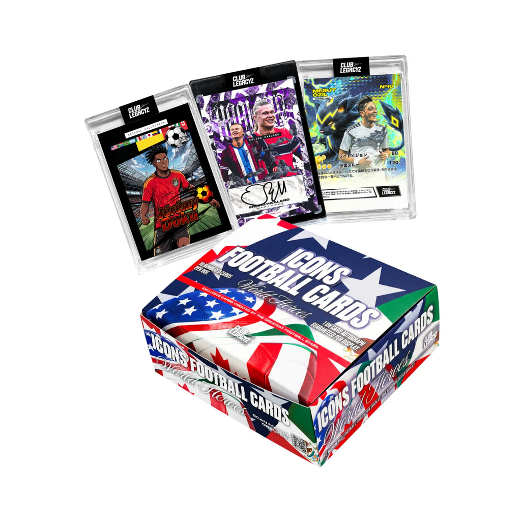 2026 CLUB LEGACYZ ICONS WORLD HEROES FOOTBALL (SOCCER) 4ND EDITION 10CT. DISPLAY BOX